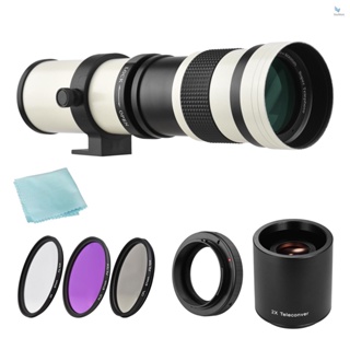 {fash} Andoer เลนส์ซูมกล้อง MF F/8.3-16 เมาท์ T 420-800 มม. ชุดฟิลเตอร์ UV CPL FLD เลนส์แปลงเทเล 420-800 มม. 2 ชิ้น แหวนอะแดปเตอร์ T2-EOS แบบเปลี่ยน สําหรับ Canon E