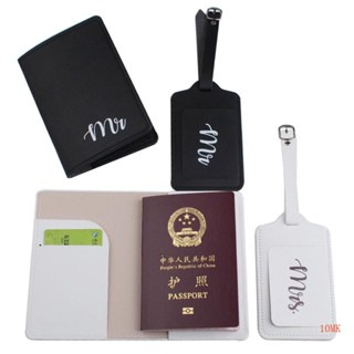 10mk 4 ชิ้น หนัง PU Mr Mrs แท็กกระเป๋าเดินทาง ปกคลุมหนังสือเดินทาง ป้องกันออแกไนเซอร์ สําหรับคู่รัก เดินทาง ฮันนีมูน งานแต่งงาน เจ้าสาว