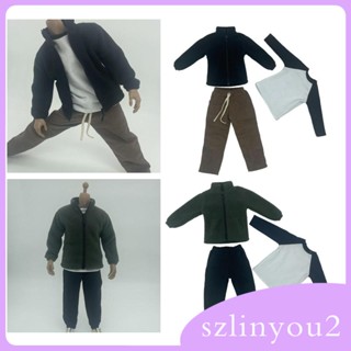 [szlinyou2] เสื้อแจ็กเก็ต ผ้าฟลีซ 1/6 และกางเกง แฮนด์เมด 12 นิ้ว สําหรับตุ๊กตา 3 ชิ้น