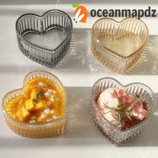 Oceanmapdz ชามแก้ว รูปหัวใจ ใส รูปหัวใจ สําหรับใส่ขนมหวาน นม