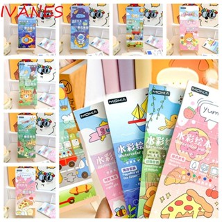 Ivanes สมุดระบายสีน้ํา 12 แผ่น พร้อมกระดาษสีน้ําในตัว สําหรับเด็กนักเรียน
