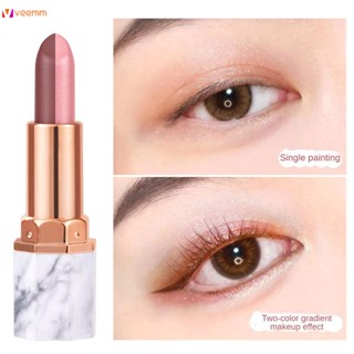 Aoxo Symphony Gradient อายแชโดว์สองสีแบบแท่งเล็กน้อย Shimmering Pearl Earth Color Eye Makeup Delicate Silky Small and Natural Smudged veemm