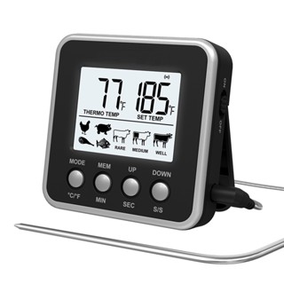 Digital Oven Thermometer Kitchen Meat Thermometer Countdown/Timer LCD Backlight