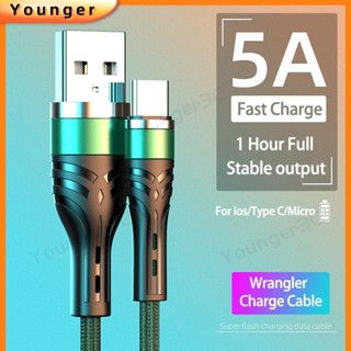 5a ทอ Wrangler แฟลช สายชาร์จ USB ชาร์จเร็ว สายชาร์จ ซิลิโคน สายชาร์จ สําหรับ ios Type C Micro