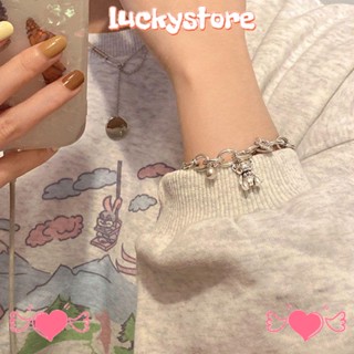 Lucky สร้อยข้อมือ กําไลข้อมือ จี้หมีน่ารัก เรียบง่าย เครื่องประดับ สําหรับผู้หญิง