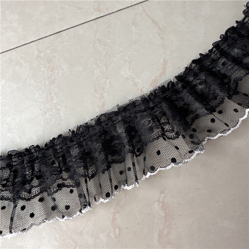 ริบบิ้นตาข่ายจับจีบ ลายจุด สองชั้น กว้าง 5 ซม. 1 หลา สําหรับตกแต่งเสื้อผ้า DIY - รูปที่ 4