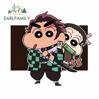 Earlfamily สติกเกอร์ไวนิล กันน้ํา ลายการ์ตูนชินจัง ขนาด 13 ซม. สําหรับตกแต่งรถยนต์