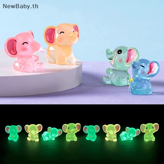 Newbaby เครื่องประดับเรซิ่น เรืองแสง ลายการ์ตูนช้าง 3D แฮนด์เมด DIY สําหรับตกแต่งภูมิทัศน์ 2 ชิ้น