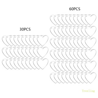 Treeling พวงกุญแจอะคริลิคเปล่า รูปหัวใจ สําหรับห้อยพวงกุญแจ