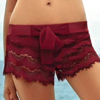 Annebra Cruise กางเกงขาสั้น ผ้าลูกไม้ ซีทรู Lace Beach Shorts รุ่น 9-297 สีแดง, 9-217 สีม่วง