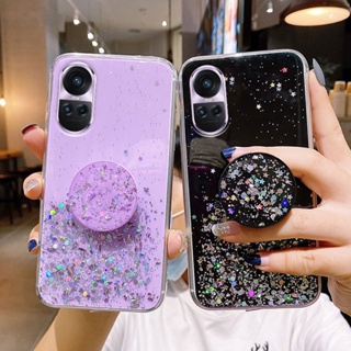 เคสโทรศัพท์OPPO Reno 10 Pro Reno10 Reno10 Pro+ 5G 2023 มือถือแบบนิ่ม ใส ประดับเลื่อมกลิตเตอร์ พร้อมที่ตั้งวาง สําหรับ เคสOPPO Reno10 Pro 5G