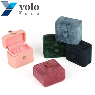 Yolo กล่องเครื่องประดับ ผ้ากํามะหยี่ ขนาดเล็ก สีพื้น แบบเรียบง่าย สําหรับผู้หญิง