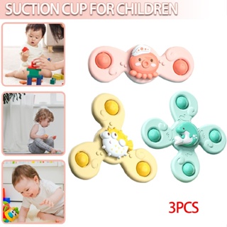 3pcs Suction Cup Spinning Top Fidget Cartoon Spinner Toys Baby Bath Toy