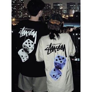 เสื้อยืดแขนสั้น ผ้าฝ้ายแท้ ลาย Stussy สีคอนทราสต์ แฟชั่นคู่รัก สไตล์อเมริกัน แฟชั่นคลาสสิก สําหรับผู้หญิง