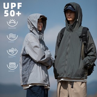 Upf50+ เสื้อคลุมกันแดด ผ้าตาข่าย ระบายอากาศ ป้องกันรังสีอัลตราไวโอเลต สีตัดกัน เหมาะกับฤดูร้อน สําหรับผู้ชาย