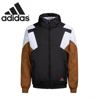 Adidas เสื้อแจ็กเก็ตกันลมลําลอง ทรงหลวม ใส่สบาย แฟชั่นสําหรับผู้ชาย ของแท้ 100%