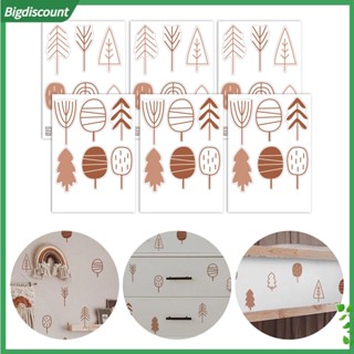 {BIG} สติกเกอร์พีวีซี ลายต้นไม้ กันจางหาย สไตล์นอร์ดิก สําหรับตกแต่งผนังบ้าน DIY 6 ชิ้น ต่อชุด