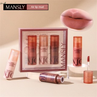 Mansly Air Mist Lip Clay Set 3 Pack Matte Velvet Whitening ลิปกลอสติดทนนาน qccuot