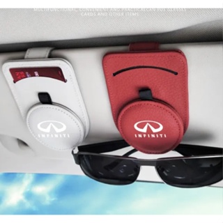 INFINITI LOGO car sun visor leather material glasses clip Q50 Q60 Q70 QX30 QX60 QX50 QX70 QX80 ESQ interior modification sunglasses business card storage multi-functional round bracket