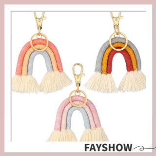 FAY พวงกุญแจไฟเบอร์ ห้อยพู่ สีรุ้ง สําหรับห้อยกระเป๋าถือ 1 ชิ้น 3 ชิ้น