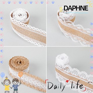 Daphne ม้วนริบบิ้นผ้ากระสอบลูกไม้สไตล์วินเทจ 1 เมตร / ม้วนสําหรับตกแต่งงานแต่งงาน