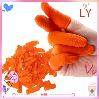 LY ถุงมือยางธรรมชาติ สีส้ม สําหรับทําความสะอาดเล็บ 100 ชิ้น