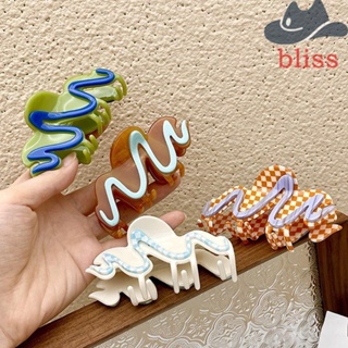 Bliss กิ๊บติดผมหางม้า ลายฉลาม เรขาคณิต สไตล์วินเทจ สําหรับผู้หญิง