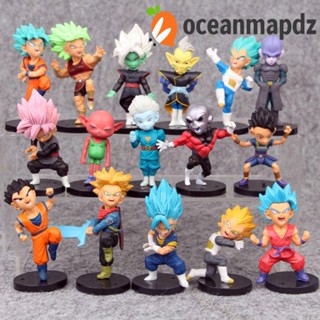 Oceanmapdz ตุ๊กตาฟิกเกอร์ Dragon Ball Z Super Saiyan Son Goku Son Gohan ของเล่นสําหรับเด็ก 16 ชิ้น ต่อชุด