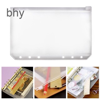 Bhy กระเป๋า PVC แบบใส ขนาด A6 มีซิป 6 รู กันน้ํา สําหรับใส่แพลนเนอร์ A6 1 ชิ้น