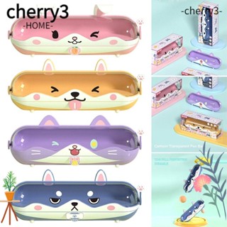 Cherry3 กระเป๋าดินสอ แบบใส หลายชั้น ลายการ์ตูน เรียบง่าย อเนกประสงค์ สําหรับนักเรียน