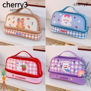 Cherry3 กระเป๋าเครื่องเขียน กระเป๋าปากกา ลายการ์ตูน สองชั้น แบบพกพา