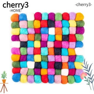 Cherry3 แผ่นรองแก้ว ผ้าวูลถัก แฮนด์เมด ทรงสี่เหลี่ยม หลากสีสัน สําหรับสํานักงาน