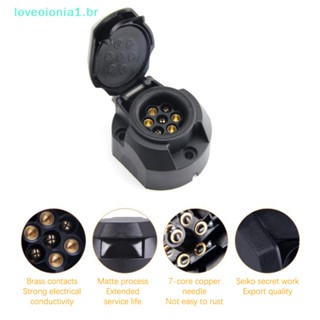 Loveoionia1 ซ็อกเก็ตเชื่อมต่อพ่วงไฟฟ้า พลาสติก 12V 7 Pin พร้อมแหวนยาง ทนทาน