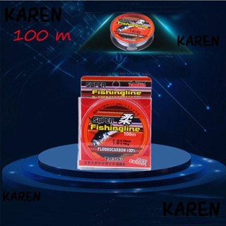 Karen สายเบ็ดฟลูออโรคาร์บอน 100% 100 ม. สายเชือกแข็งแรงคุณภาพสูง 0.8-6LB เส้นใยเดี่ยว