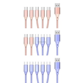 Ch*【พร้อมส่ง】สายชาร์จ USB เป็น Micro Type-C 1 เป็น 5 สําหรับโทรศัพท์มือถือ แท็บเล็ต