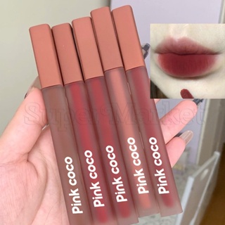 Pinkcoco ลิปสติก ลิปกลอส เนื้อแมตต์กํามะหยี่ กันน้ํา ติดทนนาน 6 สี สําหรับผู้หญิง