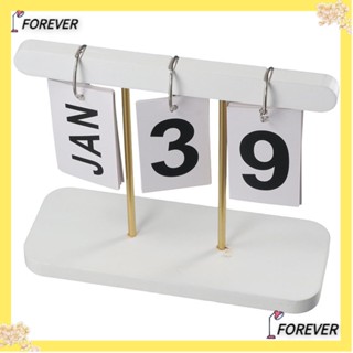 Forever ปฏิทินตั้งโต๊ะ แบบไม้ ขนาดเล็ก ใช้ซ้ําได้ สําหรับตกแต่งบ้าน ออฟฟิศ