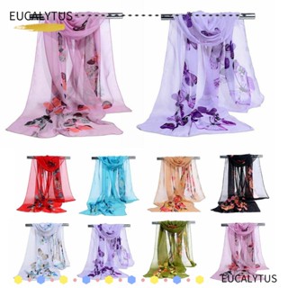 EUTUS ผ้าพันคอยาว ผ้าชีฟอง พิมพ์ลายดอกไม้ 8 สี สําหรับผู้หญิง