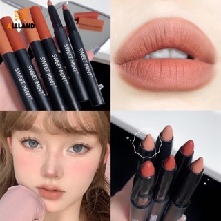 Sweetmint ลิปสติก เนื้อแมตต์ กํามะหยี่ / ดินสอเขียนขอบปาก สีนู้ด เรียบเนียน ติดทนนาน / ไม่จางหาย แต่งหน้า เครื่องสําอาง
