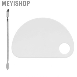 Meyishop Nail Art Mixing Palette Clear Acrylic Cosmetic Glossy Surface Thumb Hole with Spatula for Paint