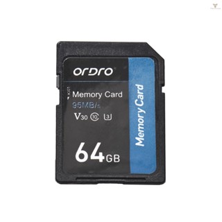 Fw ORDRO การ์ดหน่วยความจํา 64GB V30 Class 10 SD 95MB/s ความเร็วสูง สําหรับกล้องวิดีโอดิจิทัล กล้องวิดีโอ