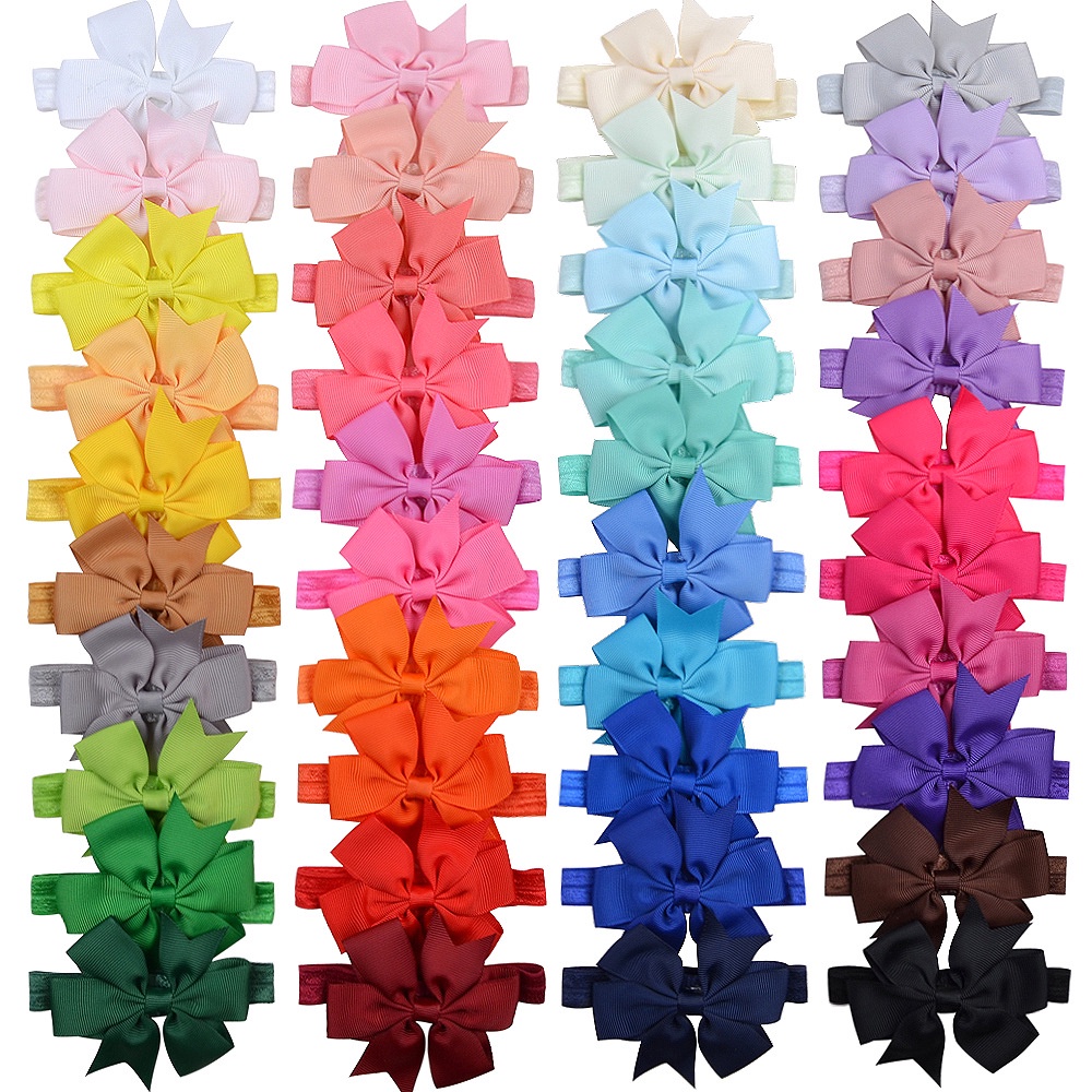 1 ชิ้น 3 นิ้ว น่ารัก เด็ก ที่คาดผม เด็ก ชีฟอง โบ ที่คาดผม สีพื้น โบว์ ยางรัดผม อุปกรณ์เสริม