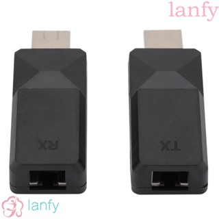 Lanfy ตัวขยายสัญญาณ HDMI TX สายเคเบิลเครือข่าย ปลั๊กแอนด์เพลย์ 1080P Rj45 เป็นตัวรับสัญญาณ HDMI RX สําหรับคอมพิวเตอร์ เครื่องเล่น DVD PC LCD 60 เมตร