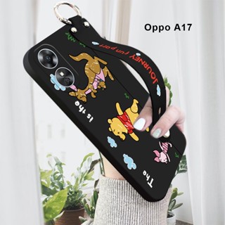 เคส OPPO A17 A17K A16 A16K A94 Reno 5F F19 Pro เคสโทรศัพท์มือถือ ซิลิโคนนิ่ม กันกระแทก ลายการ์ตูนจิงโจ้น่ารัก พร้อมสายคล้องข้อมือ และขาตั้ง