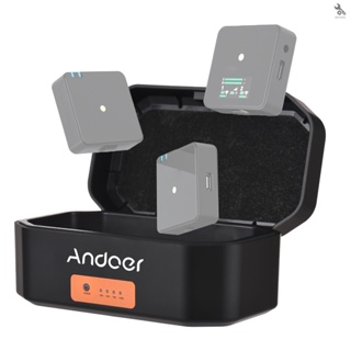 {self} Andoer กล่องชาร์จไมโครโฟนไร้สาย 3 ช่อง แบตเตอรี่ในตัว 4200mAh USB-C PD แบบเปลี่ยน สําหรับ RODE Wireless GO I GO II