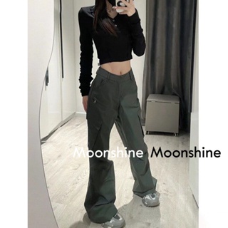 Moon  กางเกงขายาว คาร์โก้ กางเกง เชือกอเมริกันคลาสิค Cargo pants 2023 NEW ทันสมัย สวย สไตล์เกาหลี ทันสมัย A20M043 36Z230909