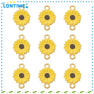 Lontime จี้รูปดอกทานตะวัน ดอกเดซี่ ชุบทอง สีเหลือง 10 ชิ้น สําหรับทําเครื่องประดับ DIY 10 ชิ้น