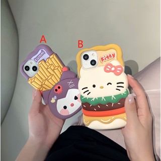 เคสโทรศัพท์มือถือ ซิลิกาเจล ลาย Hamburg KT French Fries Kuromi สําหรับ iphone14 13 12 pro max 14 11 14pro 14plus 13 12 11 promax