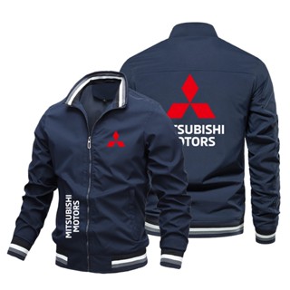 Mitsubishi LOGO baseball uniform car shop custom work clothes ASX EVO Outlander Pajero LANCER EVOLUTION outdoor driving stand collar large size long-sleeved sweater Aviator Jacket