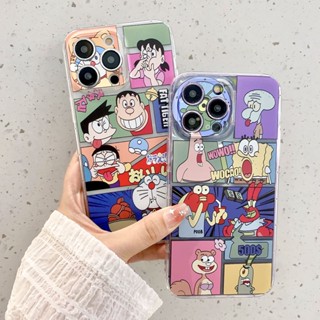 Samsung Galaxy S23 + S22 Plus S21 FE S20 Note 20 Ultra Note10 S10 Lite 4G 5G โดราเอมอน น่ารัก สพันจ์บ็อบ เคสใส นิ่ม TPU กันชน เคส